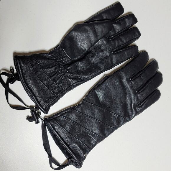 Celtek Domo Leather Gloves Womens Large Black Faux Fur Lined Driving Winter New - Picture 3 of 8